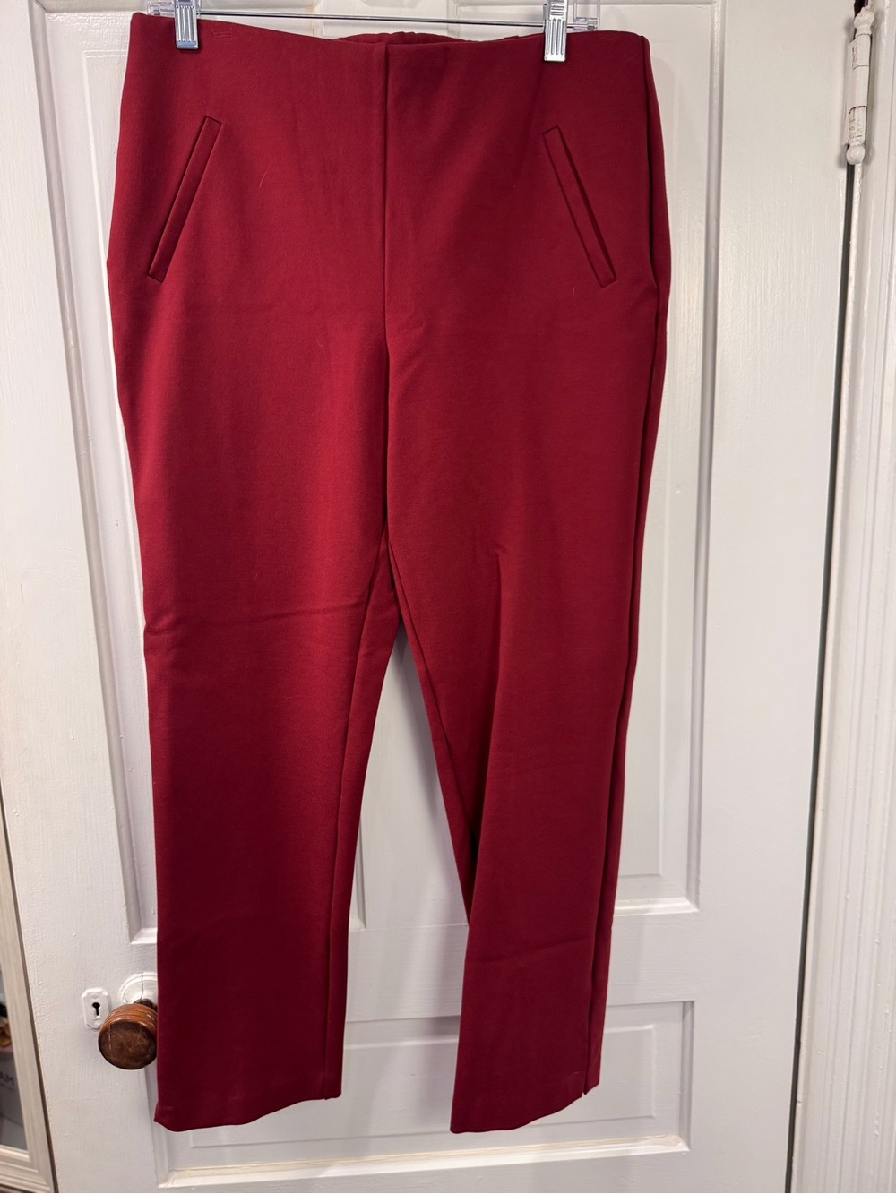 Chico's Cropped Ponte Pants in Deep Red